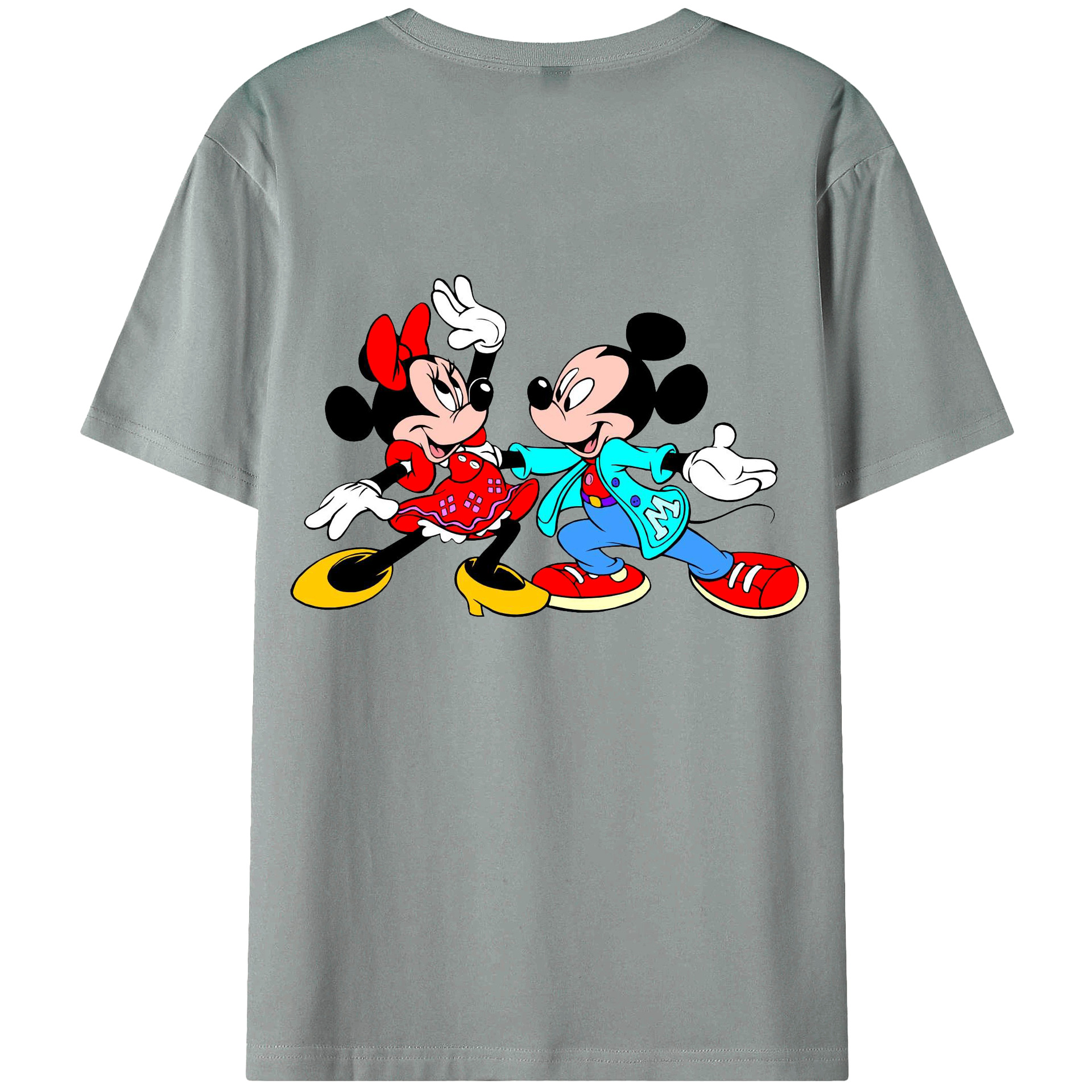 ミッキーマウス Mickey Mouse 綿100％ メンズ半袖Tシャツ（バックプリント） 通気性